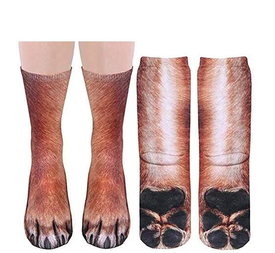 Exclusivo Mezcla 3 Pair Animal Paw Socks-Unisex 3D Printed Socks Novelty Animal Paws Crew Socks for Men Women Kids
