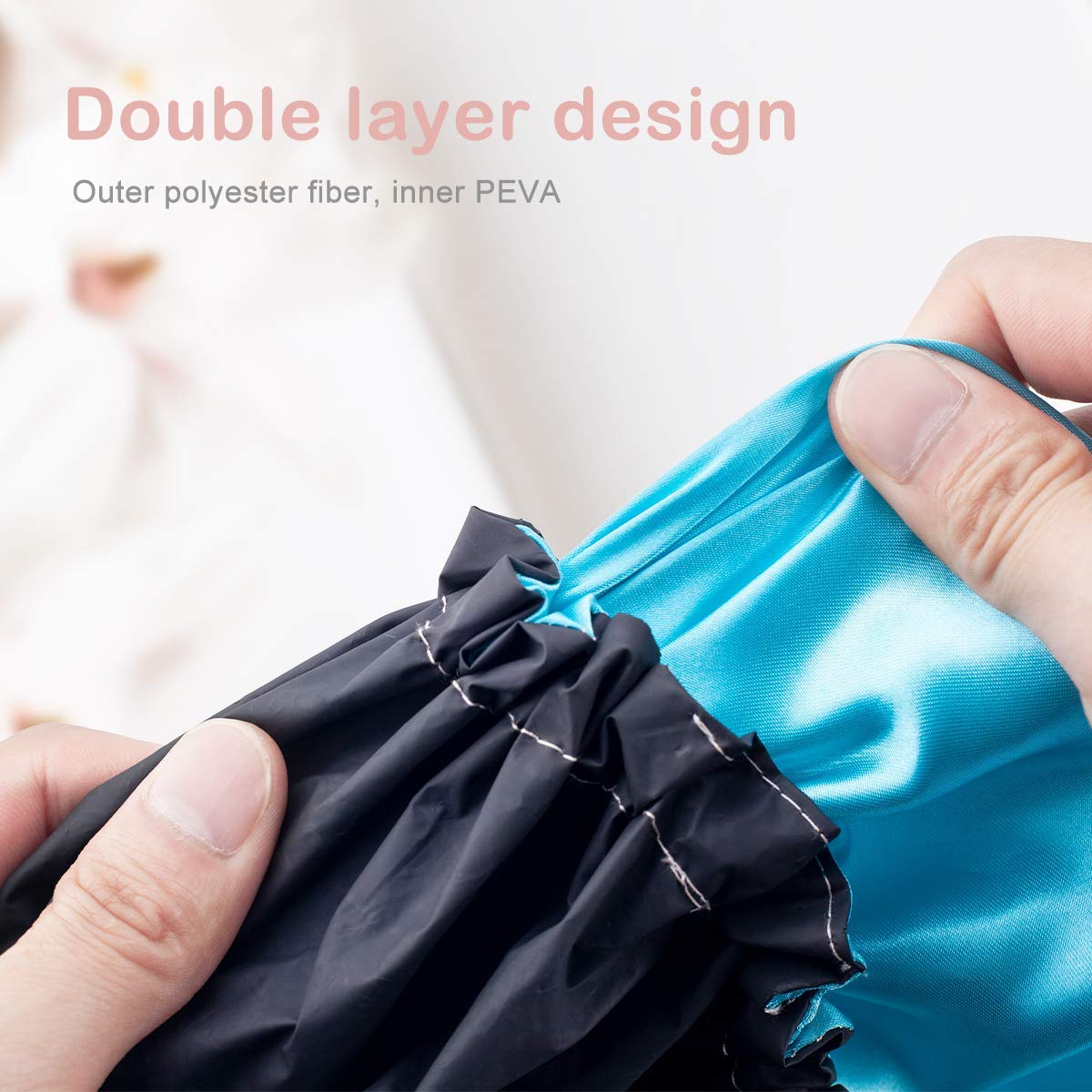 Exclusivo Mezcla Shower Cap, 4-Pack Bathing Reusable Shower Caps for Long Hair Women, Double Layers Premium Sumptuous Silky Satin 100% Waterproof Shower Cap Extra Large