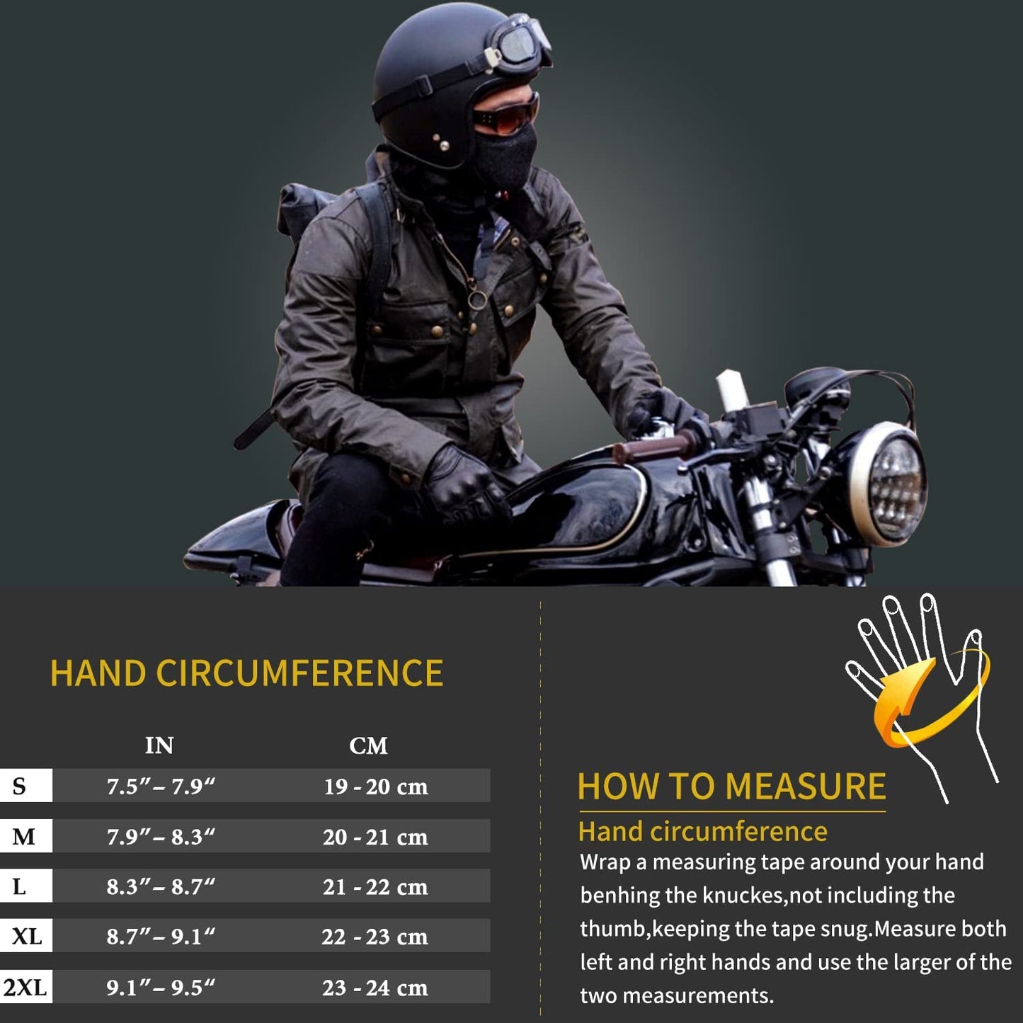 Exclusivo Mezcla Leather Motorcycle Gloves for Men,Riding Driving Biker Racing Motorbike Glove Touchscreen with Hard Knuckle Protection