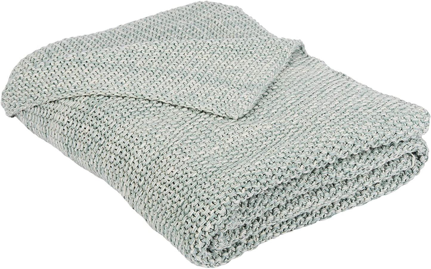 Exclusivo Mezcla Home Liliana 50 x 60-inch Knit Woolen Blanket Throw, Dull Blue/Natural