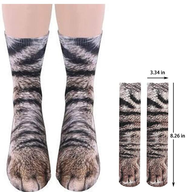 Exclusivo Mezcla 3 Pair Animal Paw Socks-Unisex 3D Printed Socks Novelty Animal Paws Crew Socks for Men Women Kids