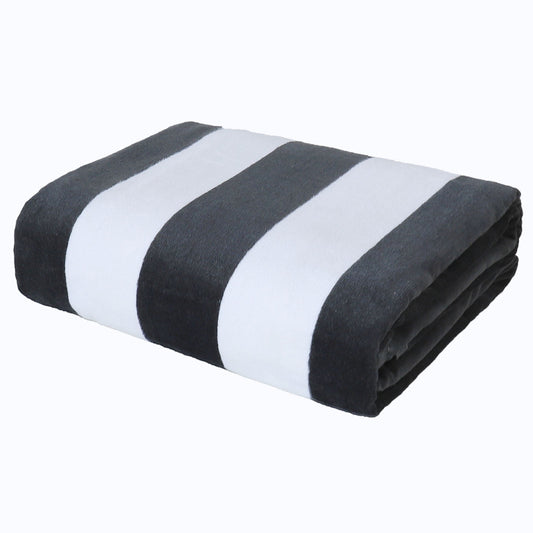 Exclusivo Mezcla Cotton Large Cabana Stripe Beach Towel, Super Absorbent Soft Plush Pool Towel, Bath Towel (Charcoal Grey, 30"x60")
