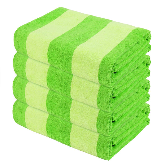 Exclusivo Mezcla 4-Pack Microfiber Cabana Striped Large Beach/Pool/Bath Towel for Adults (Green, 30" x 60") - Soft, Quick Dry, Lightweight and Absorbent