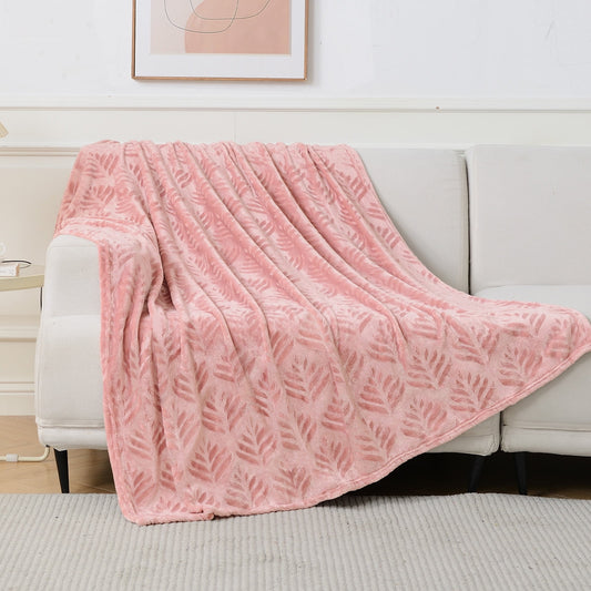 Exclusivo Mezcla Fleece Throw Blanket for Couch, Super Soft and Warm Blankets for All Seasons, Plush Fuzzy and Lightweight Pink throw, 50x60 Inch