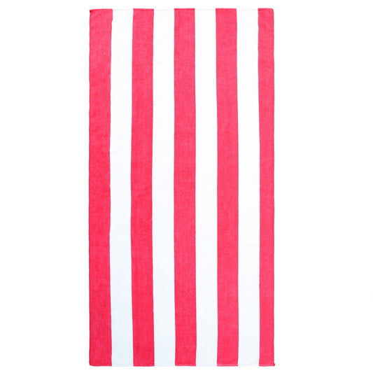 Exclusivo Mezcla Microfiber Cabana Striped Large Beach Towel for Adults (Coral Pink, 30" x 60")-Soft, Quick Dry, Absorbent, and Plush