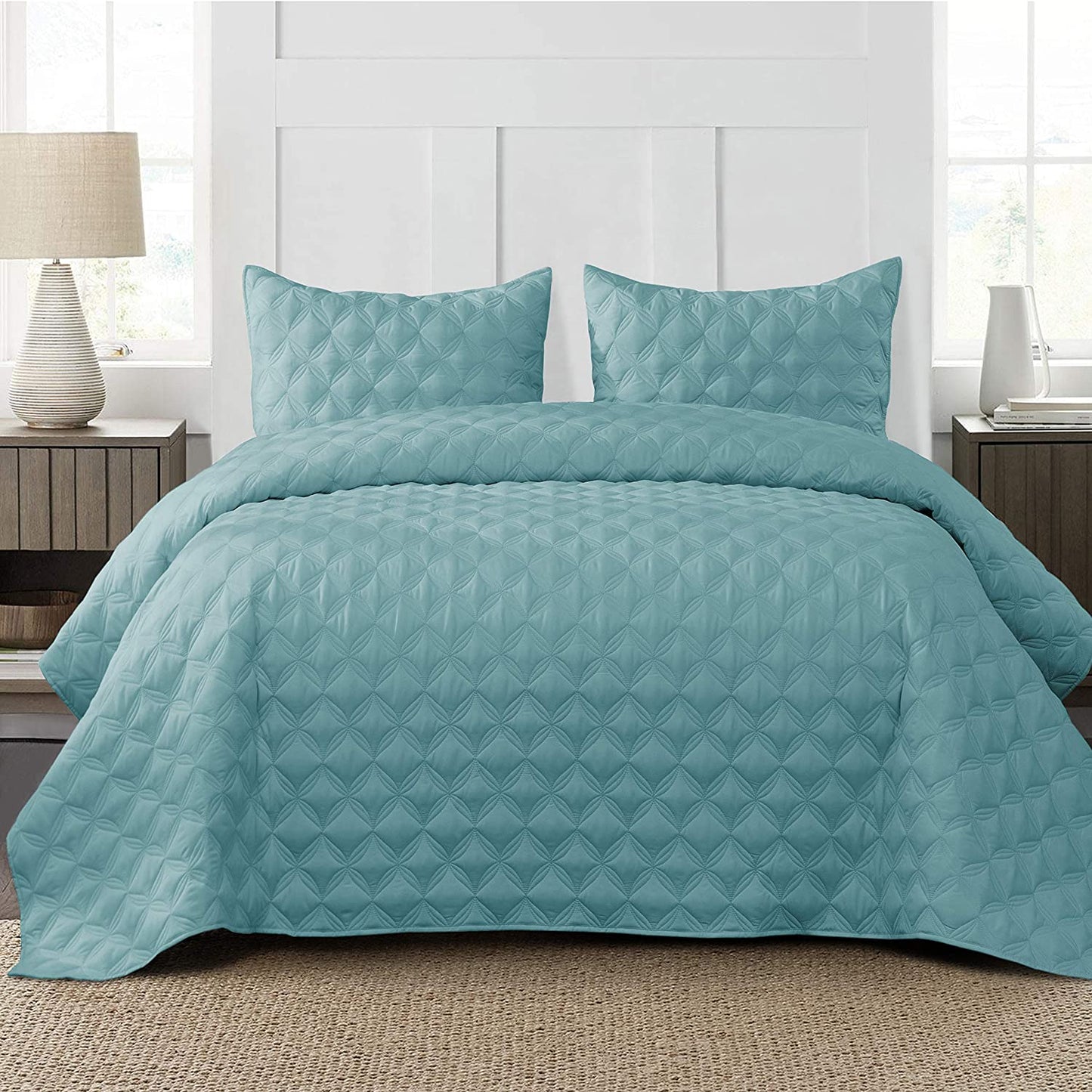 Exclusivo Mezcla 3-Piece King/Queen/Full/Twin Size Quilt Set with Pillow Shams, Ellispe Quilted Bedspread/Coverlet/Bed Cover -Soft, Lightweight and Reversible