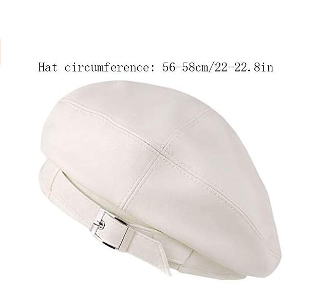 Exclusivo Mezcla Faux Leather Solid Military Beret Hat for Women Girls Retro Style British Beanie Hat Cap