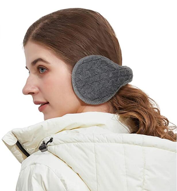 Exclusivo Mezcla Unisex Warm Knit Earmuffs Ladies Cashmere Winter Pure Color Outdoor Fur Earwarmer, Adjustable Wrap