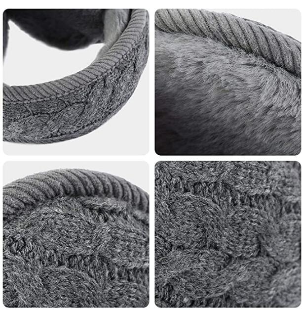 Exclusivo Mezcla Unisex Warm Knit Earmuffs Ladies Cashmere Winter Pure Color Outdoor Fur Earwarmer, Adjustable Wrap
