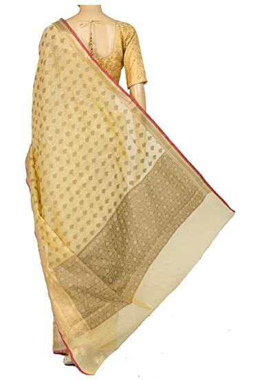 Exclusivo Mezcla Women's Cotton Silk Blend Indian Ethnic Banarasi Saree with unstitched Blousepiece(1391)