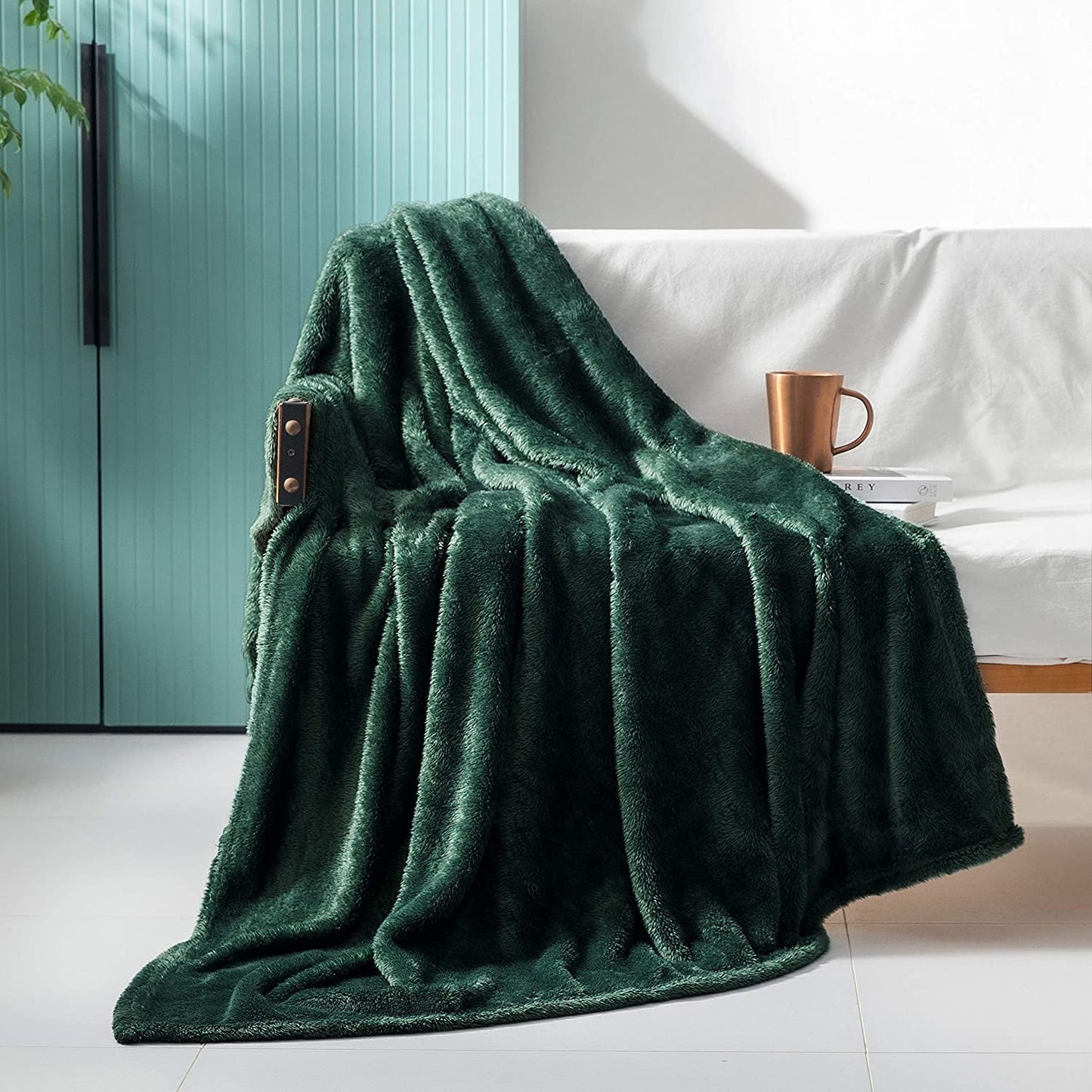 Exclusivo Mezcla Plush Fuzzy Large Fleece Throw Blanket ( 50" x 70")- Soft, Warm& Lightweight