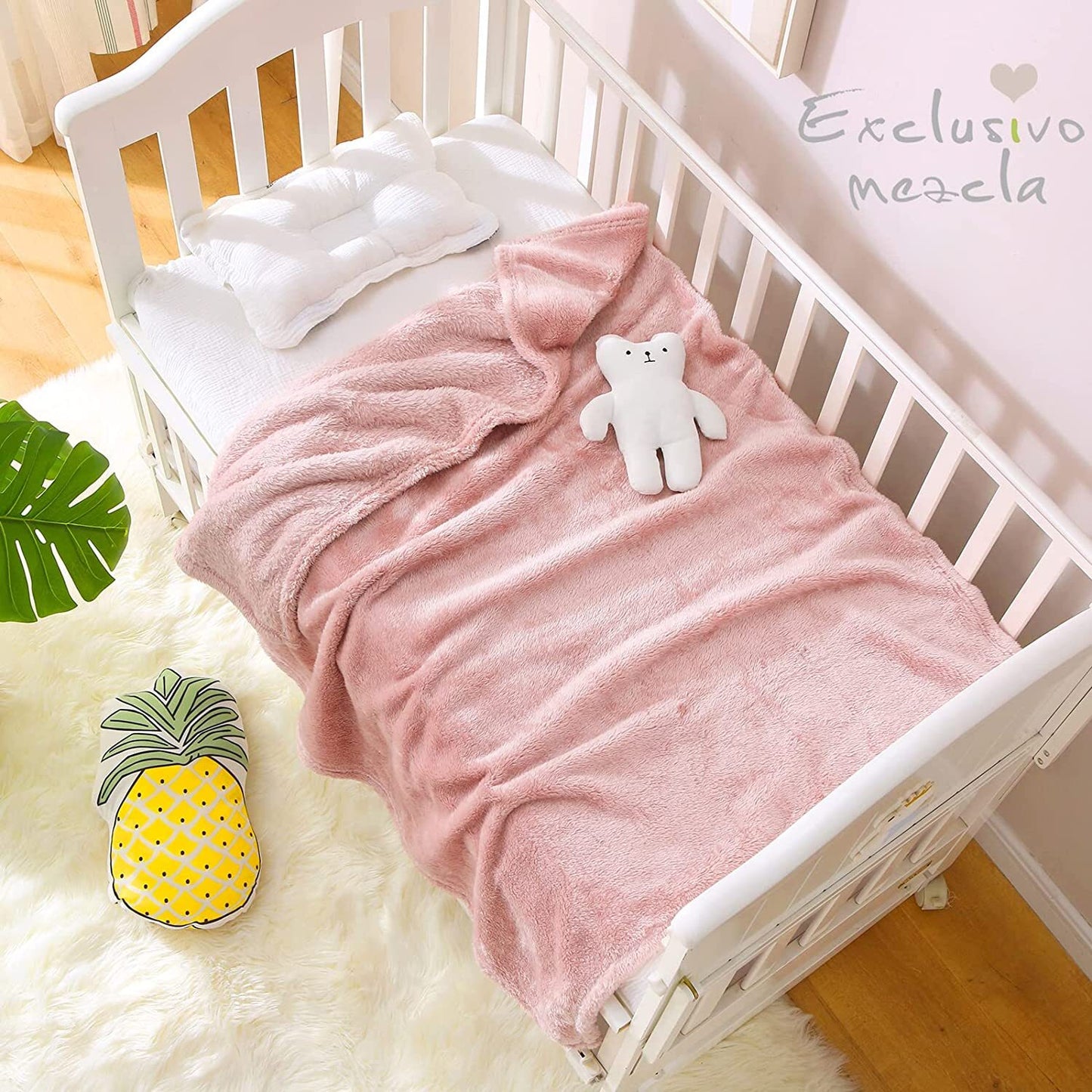 Exclusivo Mezcla Plush Baby Blanket, Soft and Warm Swaddle Throw Blanket, Infant, Newborn, Toddler and Kids Receiving Fleece Blankets for Crib Stroller (40x50 inches, Dusty Pink)